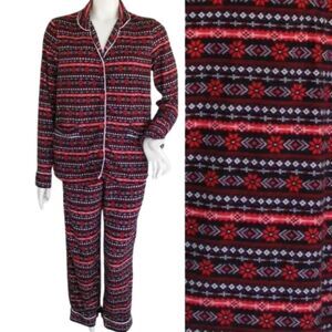 SIMPLY VERA WANG Pajama Set, S, 2 pc Top/Pants, red/black, Jersey